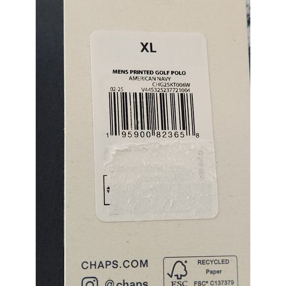 Chaps Golf Polo Men's XL Navy Nautical Print Soft Stretch Moisture Wicking NWT - Picture 6 of 8